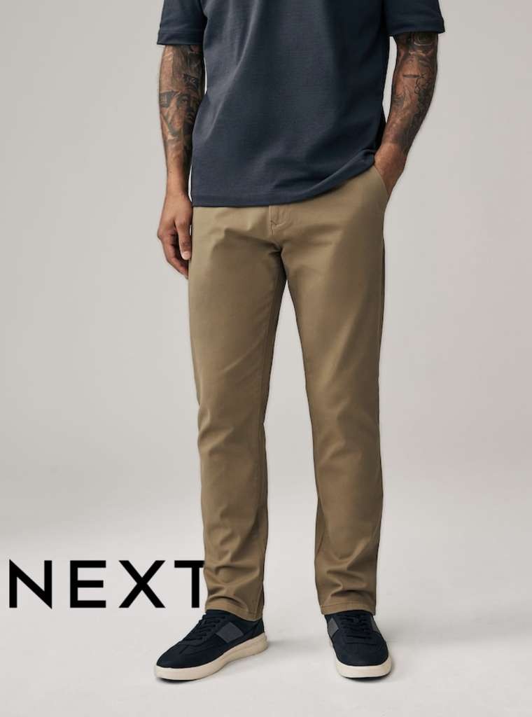 Next Men's Slim Fit Stretch Cotton Chinos Trousers