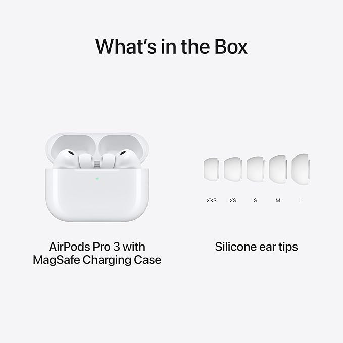Apple AirPods Pro 3 Wireless Earbuds, Active Noise Cancellation, Live Translation, Heart Rate Sensing, Hearing Aid Feature, Bluetooth Headphones, Spatial Audio, High‑Fidelity Sound, USB‑C Charging