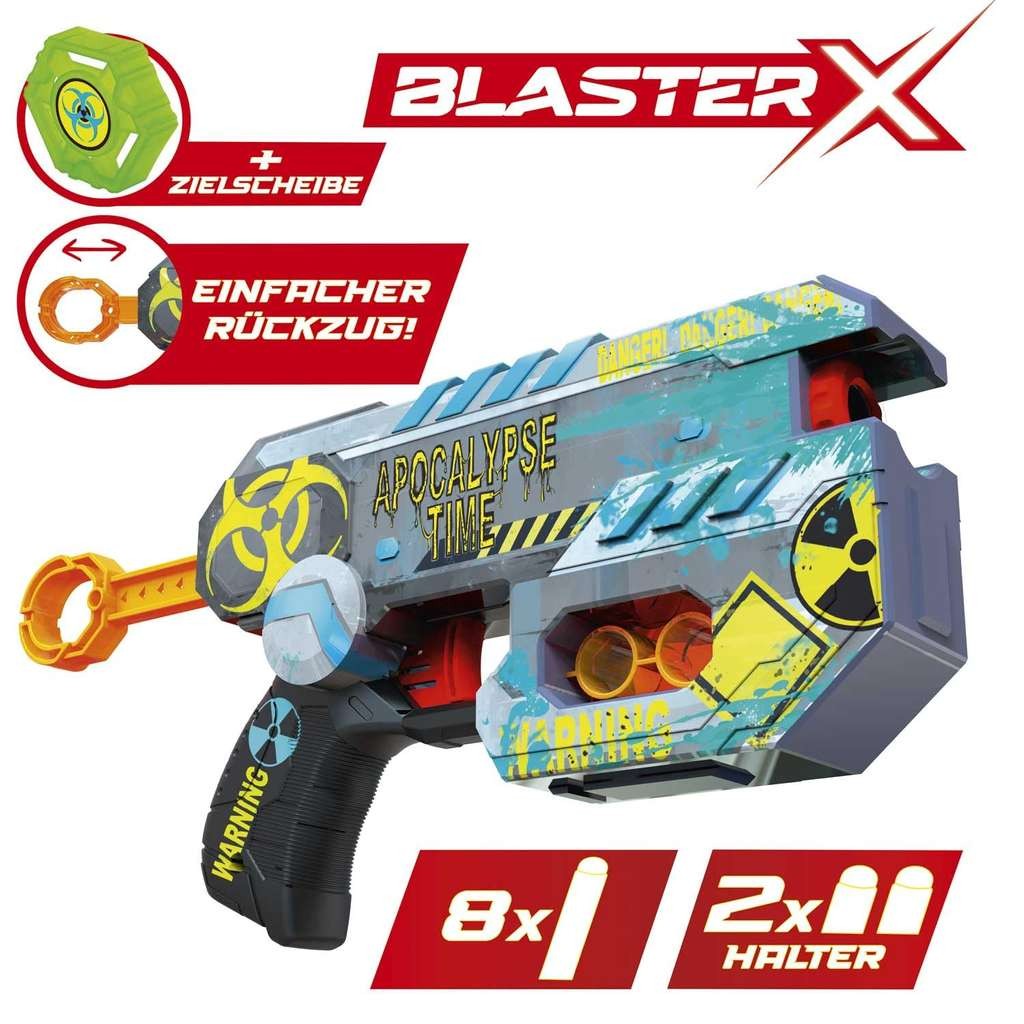 CRAZE BLASTER-X foam blaster toy, 21cm, 8 darts, 13m range, comes in 4 colours