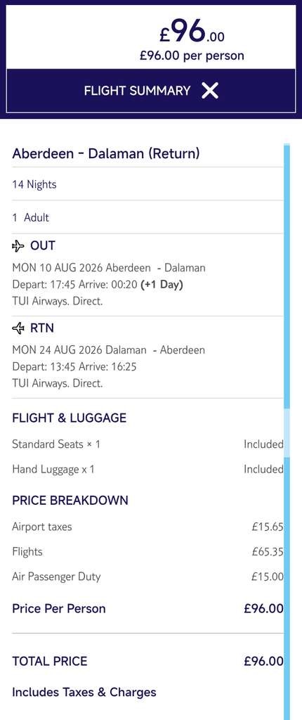 Return Flights to Dalaman, Turkey from Aberdeen with TUI, 10-24 August