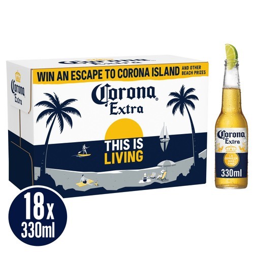 Corona Extra Premium Lager Beer Bottles, 18 x 330ml