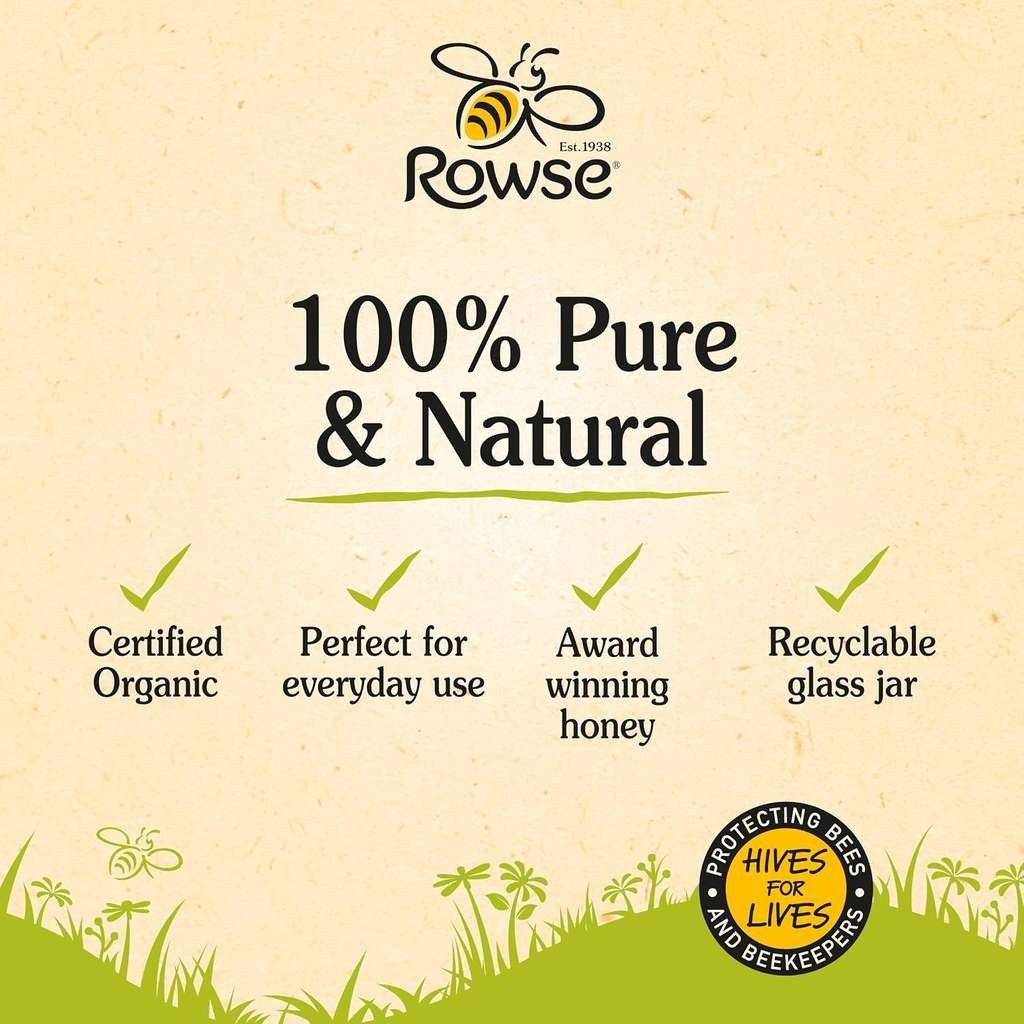 Rowse Organic Honey Jar, Runny, 100% Pure & Natural 340g