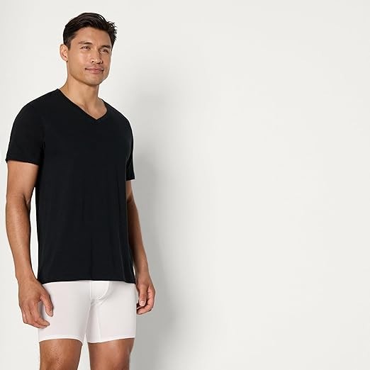 Amazon Essentials Men's V-Neck Undershirt, Breathable, Cotton, Pack of 6