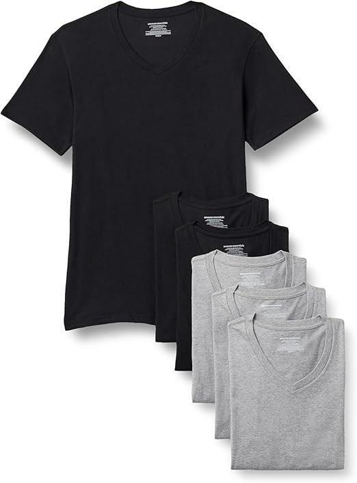 Amazon Essentials Men's V-Neck Undershirt, Breathable, Cotton, Pack of 6