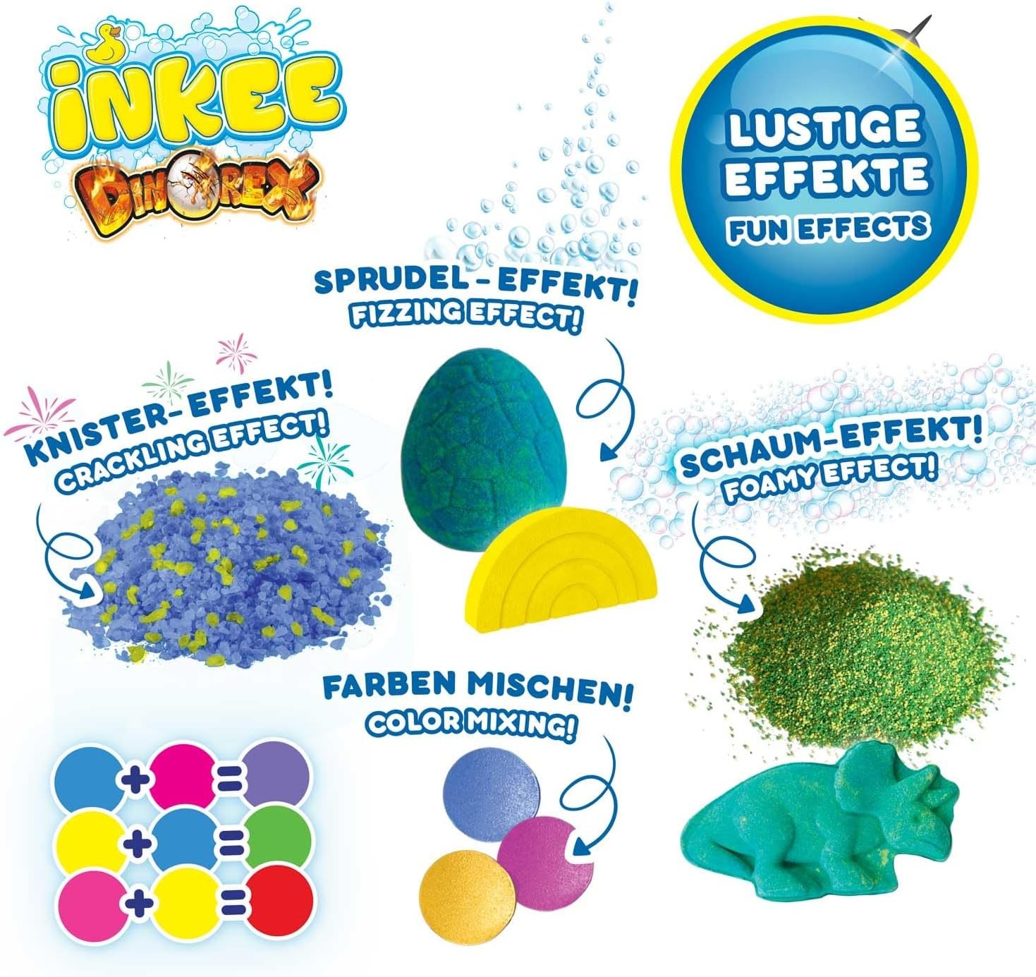 NKEE Dinosaur Bath Bomb Gift Set for Kids Age 3+, 7 Bubble Bath Additives
