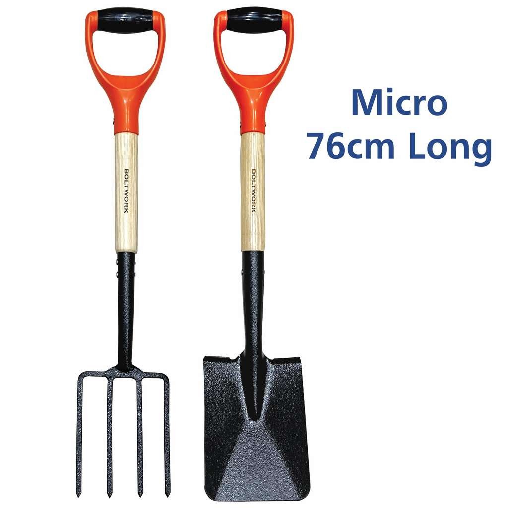 Shovel and Garden Fork Set, Micro, 76cm, Wooden Shaft, VORX / FBA