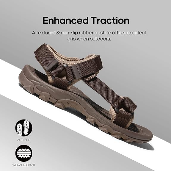 NORTIV 8 Men's Sandals, Hiking Sports Lightweight Summer Water Arch Support River Open Toe Athletic Trail Outdoor Walking Sandals