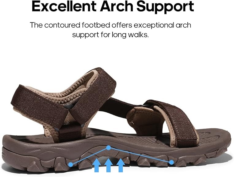 NORTIV 8 Men's Sandals, Hiking Sports Lightweight Summer Water Arch Support River Open Toe Athletic Trail Outdoor Walking Sandals