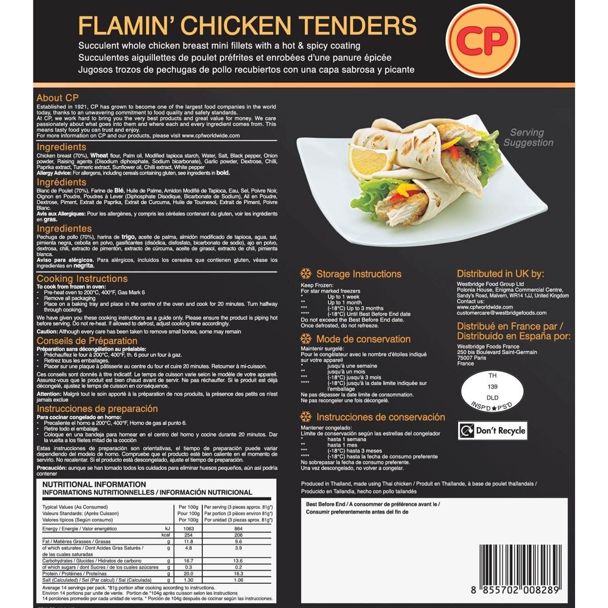 CP Foods Flamin' Chicken Tenders, 1.5kg