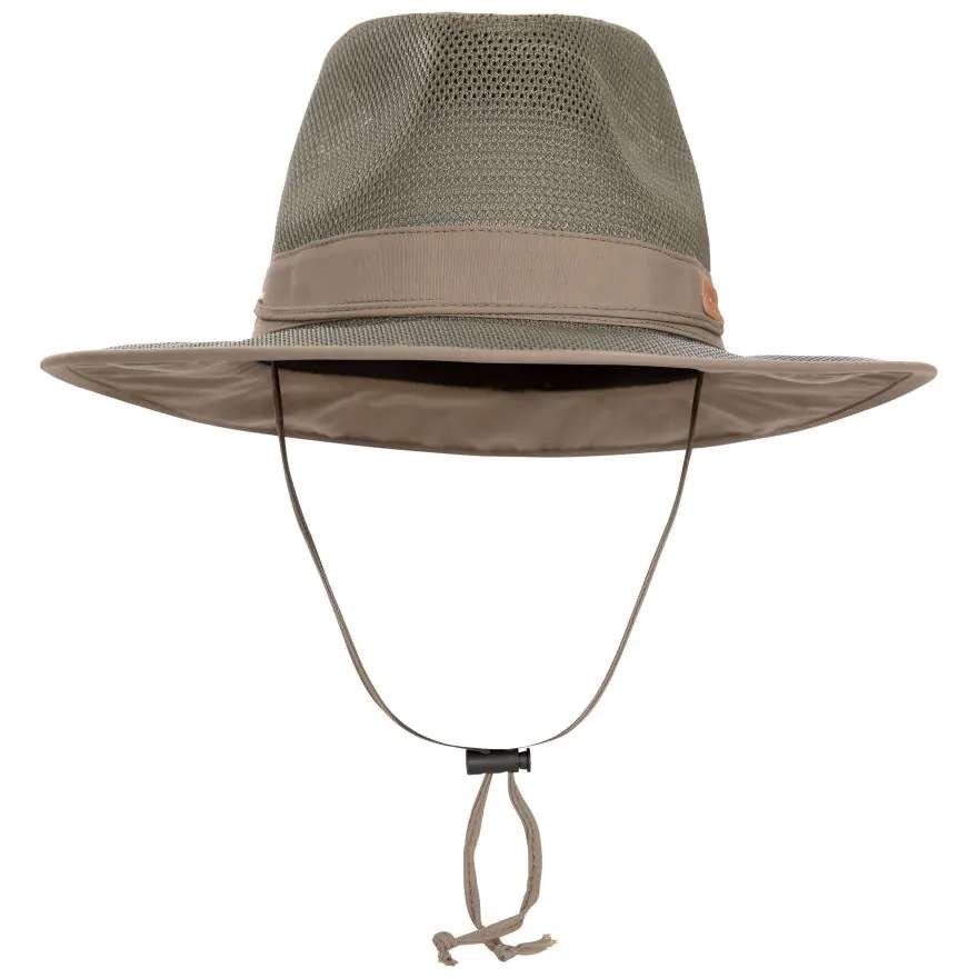 Trespass Classified Woven Panama Hat (UPF 50, hidden pocket, toggle) S/M, L/XL, Khaki/Blue