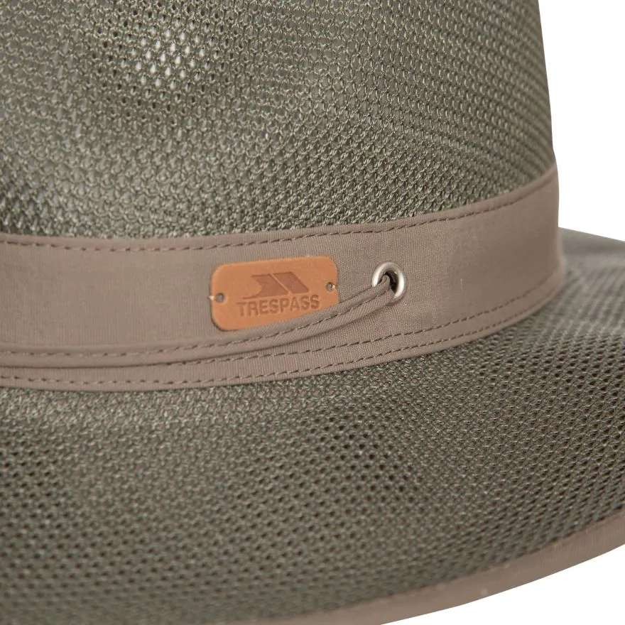Trespass Classified Woven Panama Hat (UPF 50, hidden pocket, toggle) S/M, L/XL, Khaki/Blue