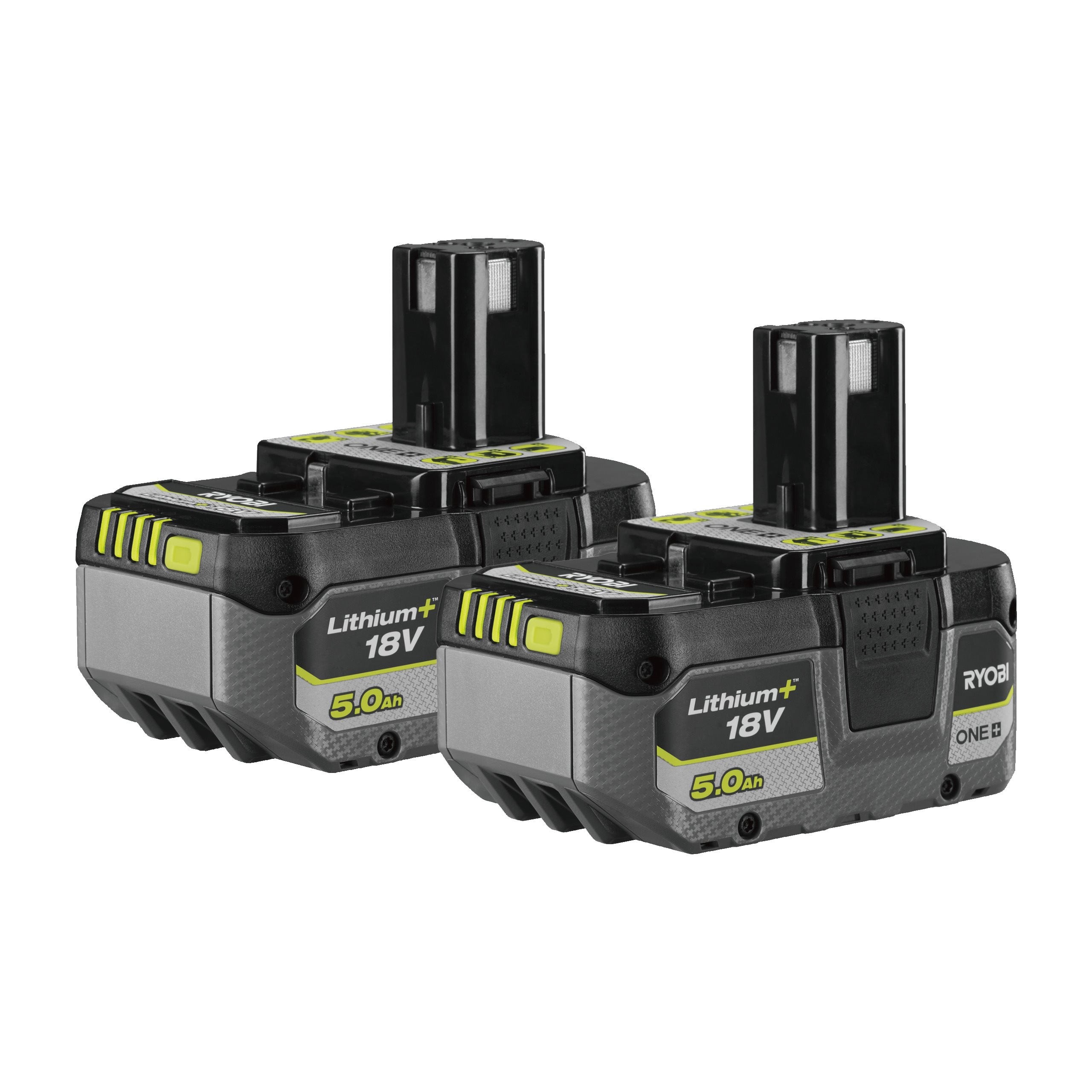 5Ah Lithium Battery Twin Pack, RYOBI 18V ONE+ RB1850X2