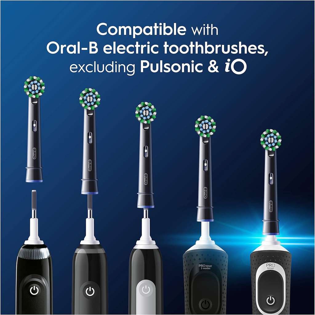 4 x Oral-B Pro Cross Action Electric Toothbrush Heads, Black