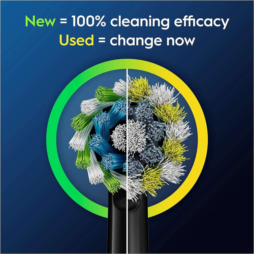 4 x Oral-B Pro Cross Action Electric Toothbrush Heads, Black