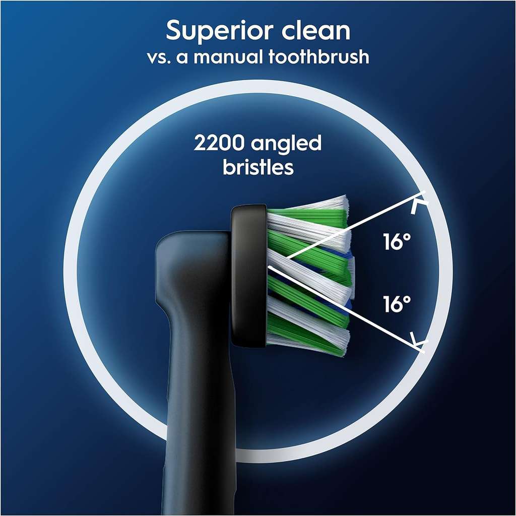 4 x Oral-B Pro Cross Action Electric Toothbrush Heads, Black