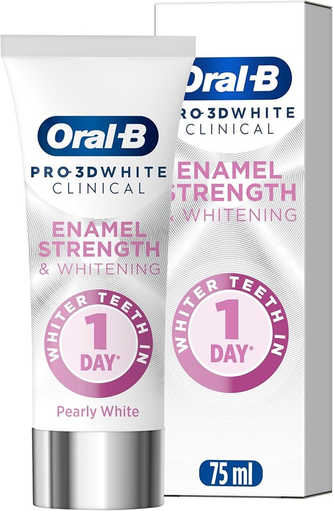 Oral-B Pro 3D White Clinical, Enamel Strength & Whitening, Whitening Toothpaste 75ml