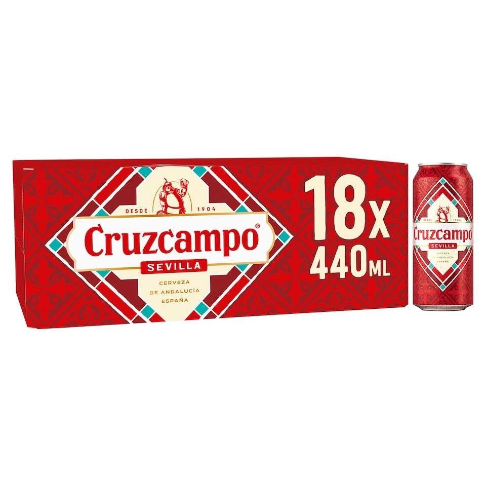 Cruzcampo Sevilla Lager Beer, 18 x 440ml Cans, Clubcard Price