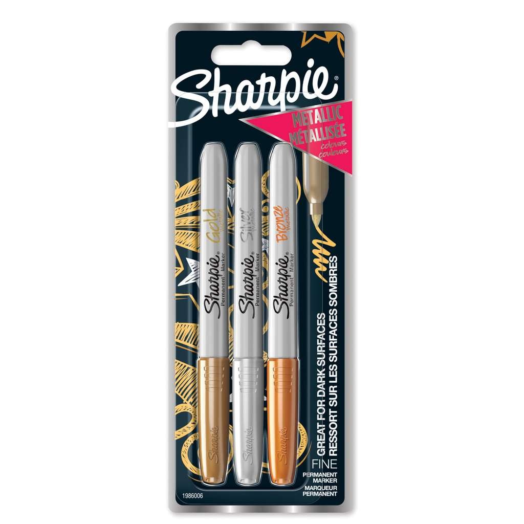 Sharpie metallic fine point markers, 3 assorted pens