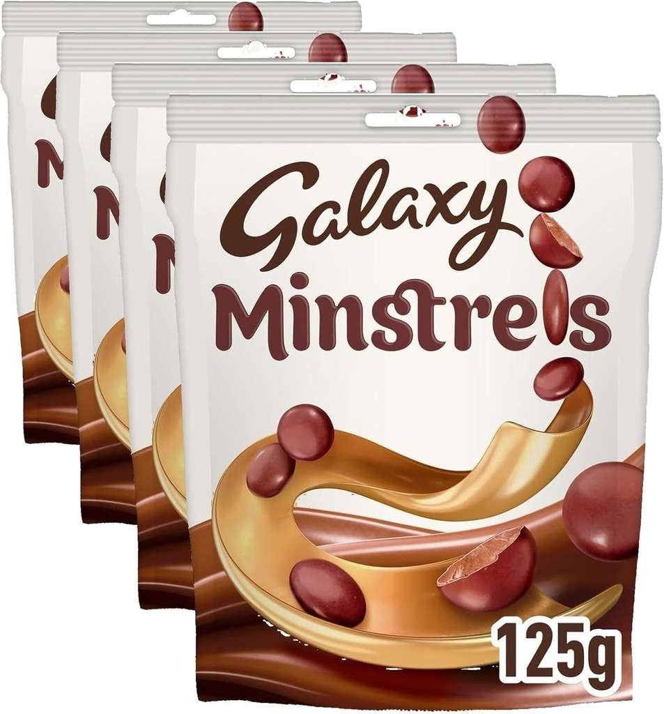 Galaxy Minstrels milk chocolate 125g pouches, pack of 4
