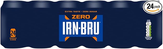 IRN-BRU Zero, No Sugar & Low Calorie Fizzy Drinks Multipack 24 x 330ml Cans
