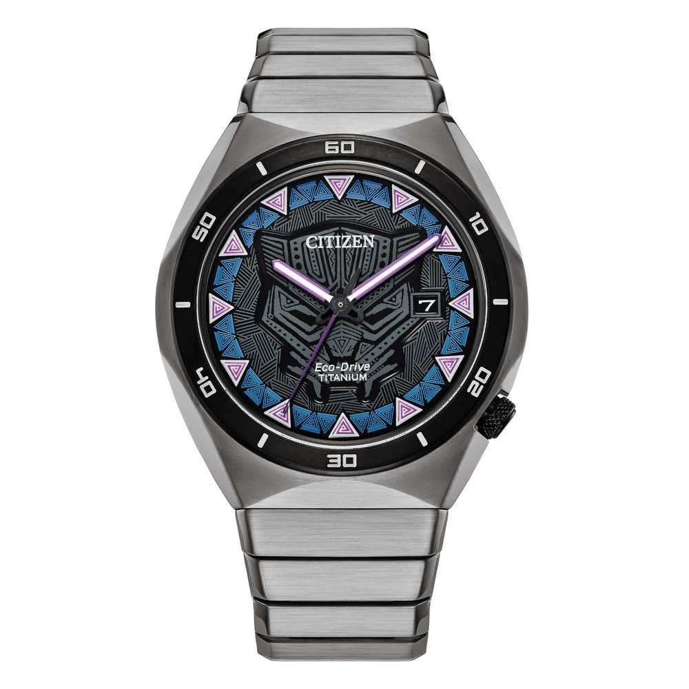 Citizen Eco-Drive Titanium Watch, Sapphire Crystal. Marvel Avengers Legacy, Black Panther & Cap America