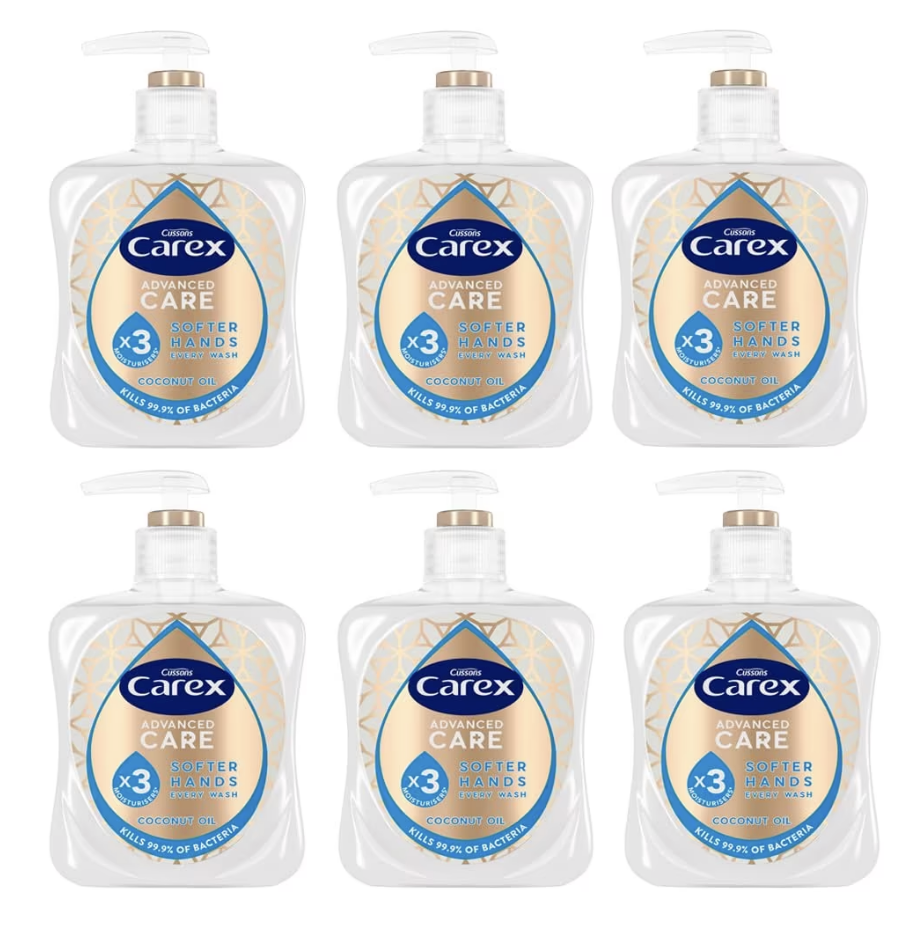 Carex Advanced Care Moisturising Antibacterial Hand Wash, Pack of 6 x 250ml - S&S £3.97 / £3.55