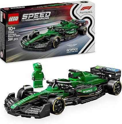 LEGO Speed Champions Aston Martin Aramco F1 AMR24 Race Car Toy, Collectible Formula 1 Driver Minifigure, Model Kits 77245