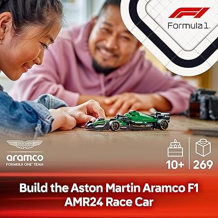 LEGO Speed Champions Aston Martin Aramco F1 AMR24 Race Car Toy, Collectible Formula 1 Driver Minifigure, Model Kits 77245
