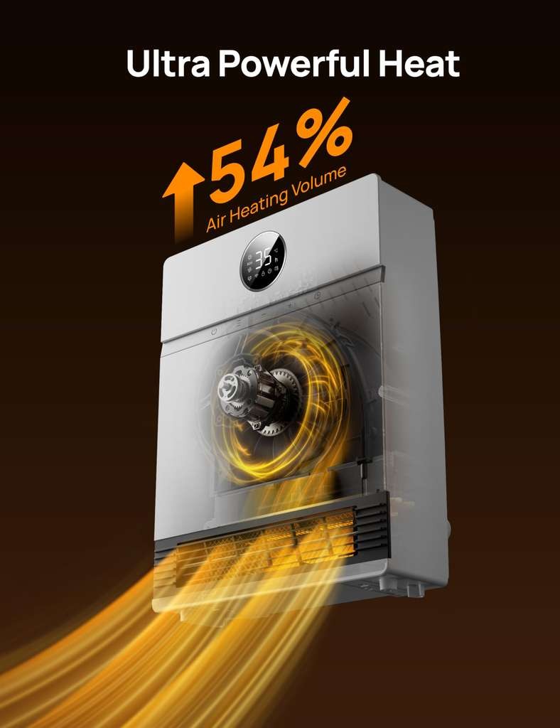Dreo Smart Ceramic Wall Heater, 28dB quiet, Alexa, 24h timer, IP24, thermostat, oscillation