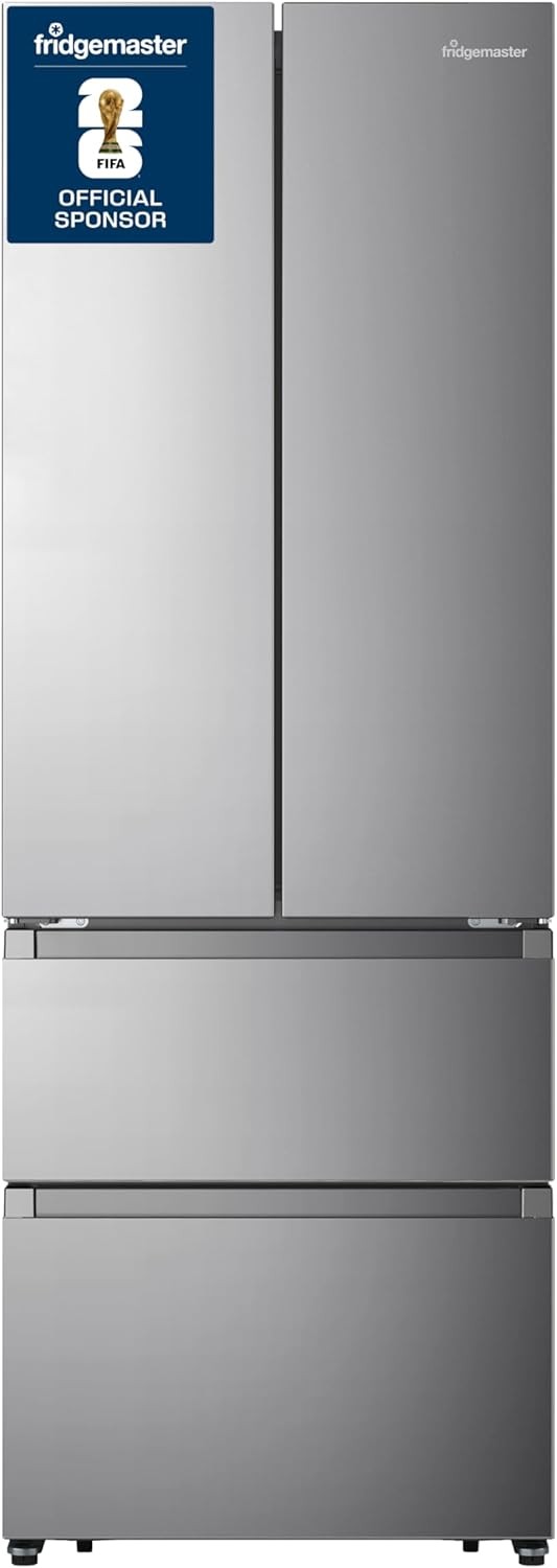 Fridgemaster MF70450ES French Door Fridge Freezer, 485L, Total No Frost, Silver, 69.4D x 70.4W x 200H cm, E Rated