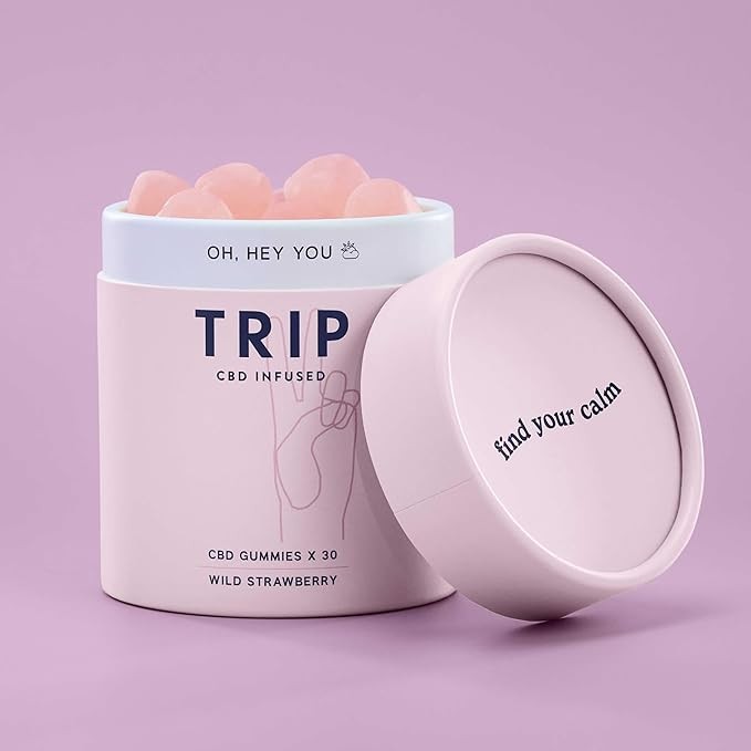 TRIP CBD Infused Gummies, 30 Gummies, Natural Wild Strawberry Flavour, High Strength CBD Edibles, 300MG CBD, Vegan, THC-Free