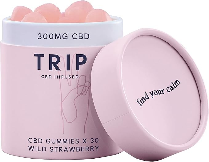 TRIP CBD Infused Gummies, 30 Gummies, Natural Wild Strawberry Flavour, High Strength CBD Edibles, 300MG CBD, Vegan, THC-Free