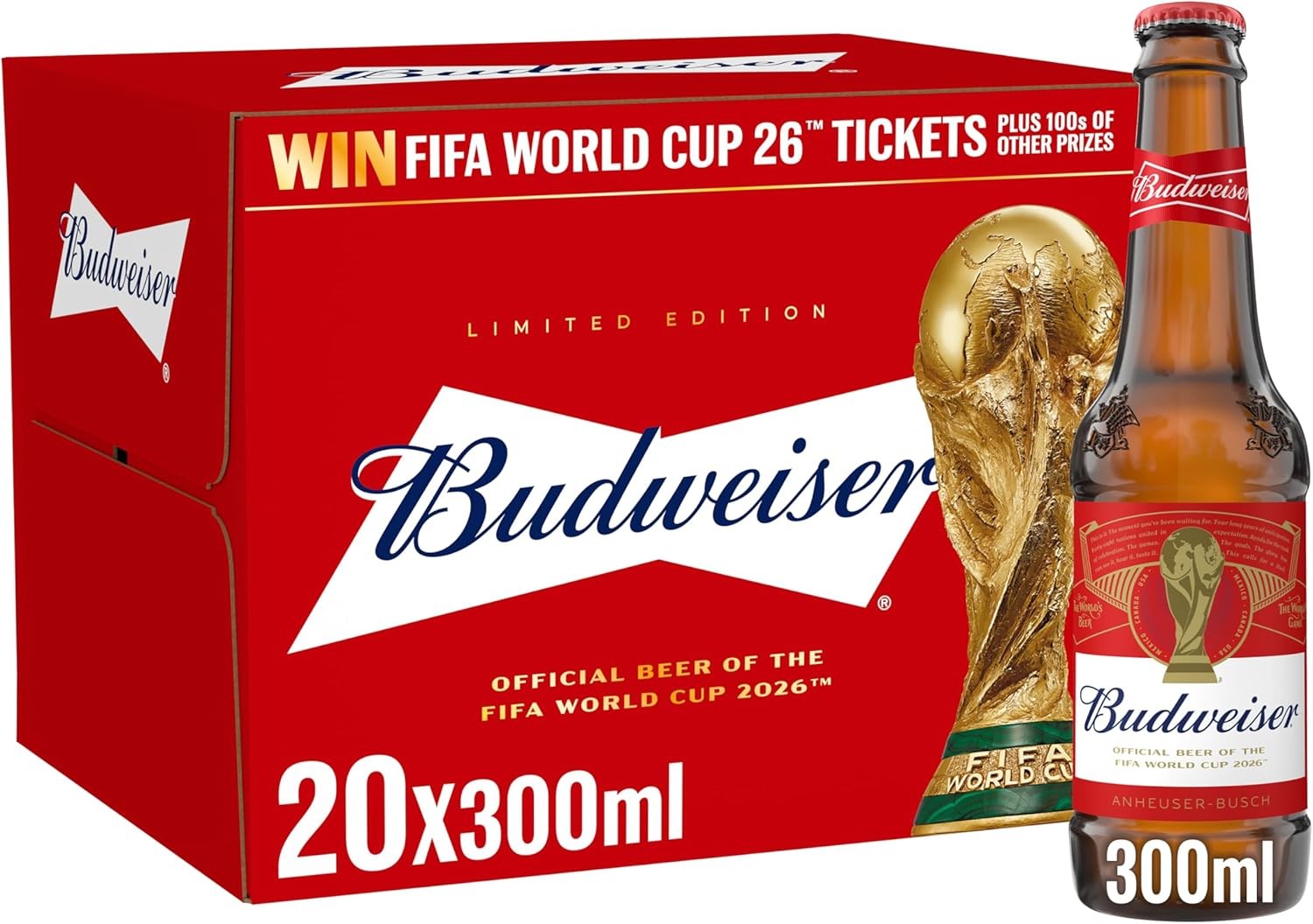 Budweiser Beer, 20 x 300ml, packaging may vary