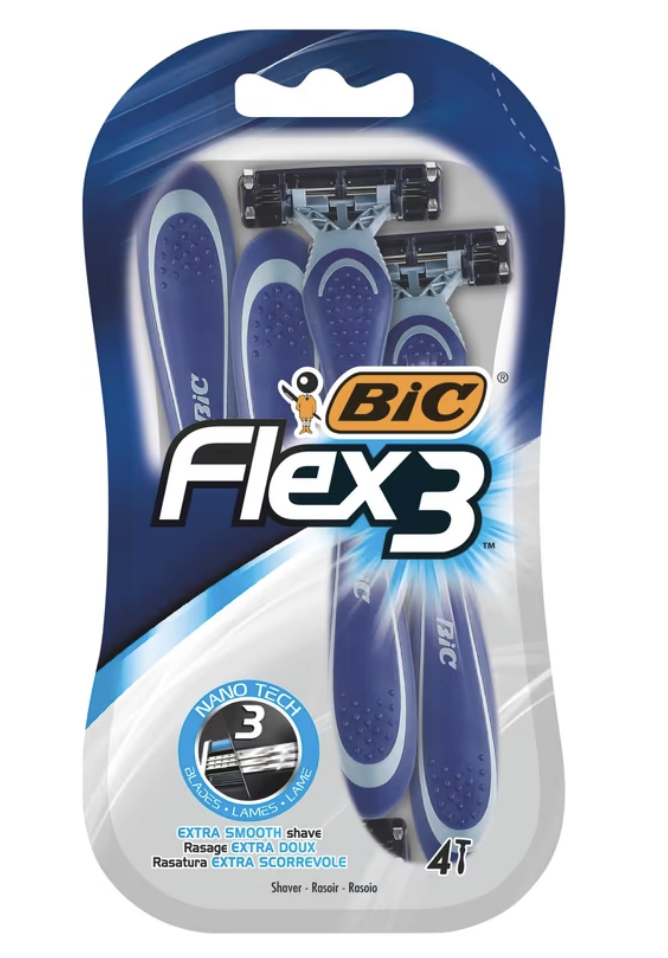 BIC Flex 3 Disposable Razors for Men - Triple Blade Light Handle Razor Blades - Pack of 4 : Amazon.co.uk: Health & Personal Care