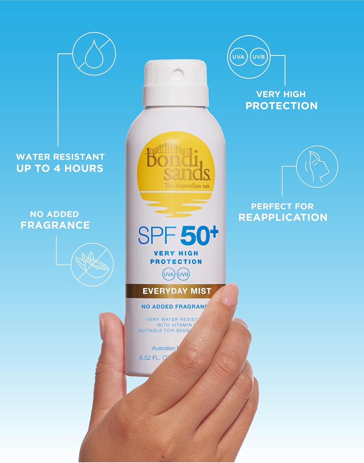 Bondi Sands Fragrance Free Sunscreen Aerosol Mist SPF 50, 160g