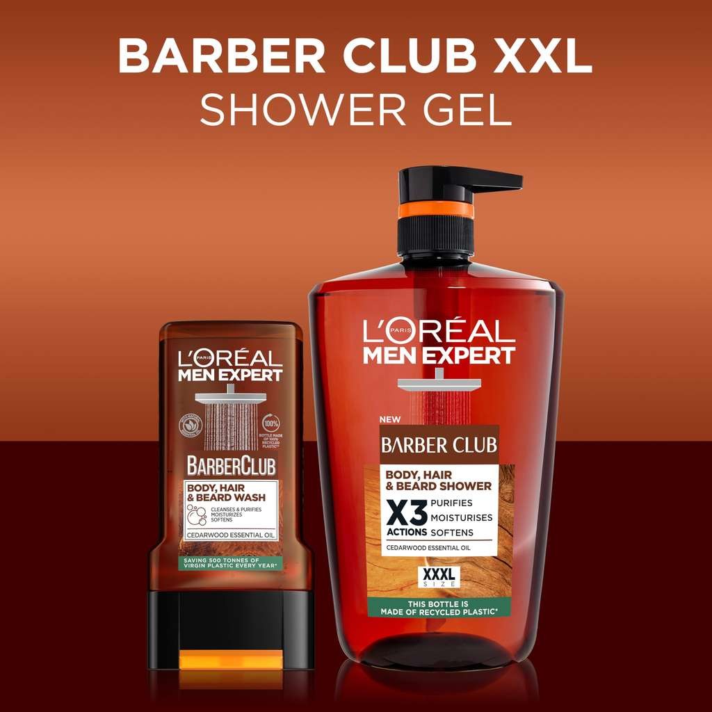 L'Oreal Paris Men Expert Shower Gel Barber Club Body Wash XXXL 1L Pump Bottle