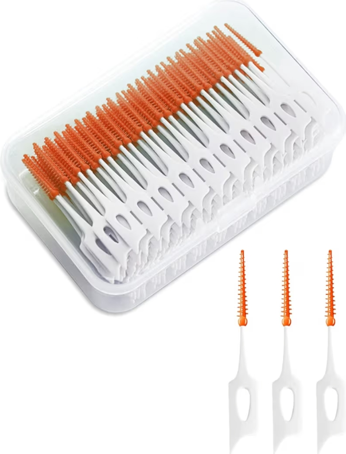 VIKSAUN 200 Pieces Interdental Brushes, Tooth Floss Picks Interdental Brush Flosser Sticks, Silicone Dental Picks, Oral Tooth Clean Silicone Floss Tooth Gap Brush for Protecting Teeth (Orange) : Amazon.co.uk: Health & Personal Care