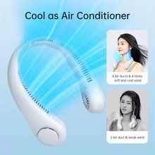 JISULIFE Portable Neck Fan, 4000 mAh Battery Rechargeable, 5 Speeds Adjustable, Twistable Hands-Free Bladeless Neckband for Sports