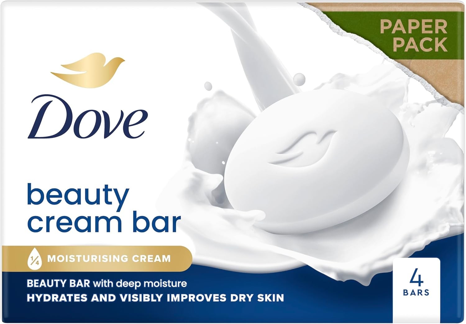 Dove Original Beauty Bar Soap with Moisturising Cream, 4 x 90g