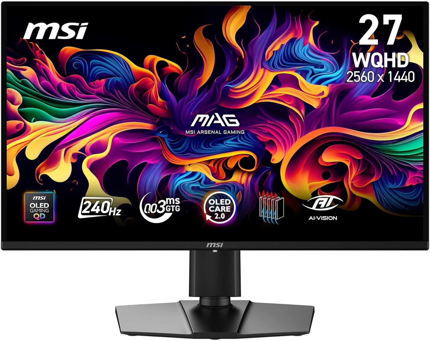MSI MAG 274QP QD-OLED 27 Inch WQHD Gaming Monitor, 240Hz, 0.03ms, Black