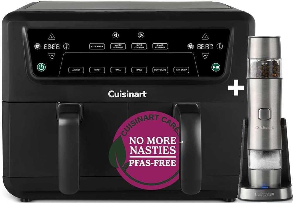 Cuisinart XXL 10.4L Air Fryer (2 x 5.2L) plus Salt & Pepper Mill, nice bundle