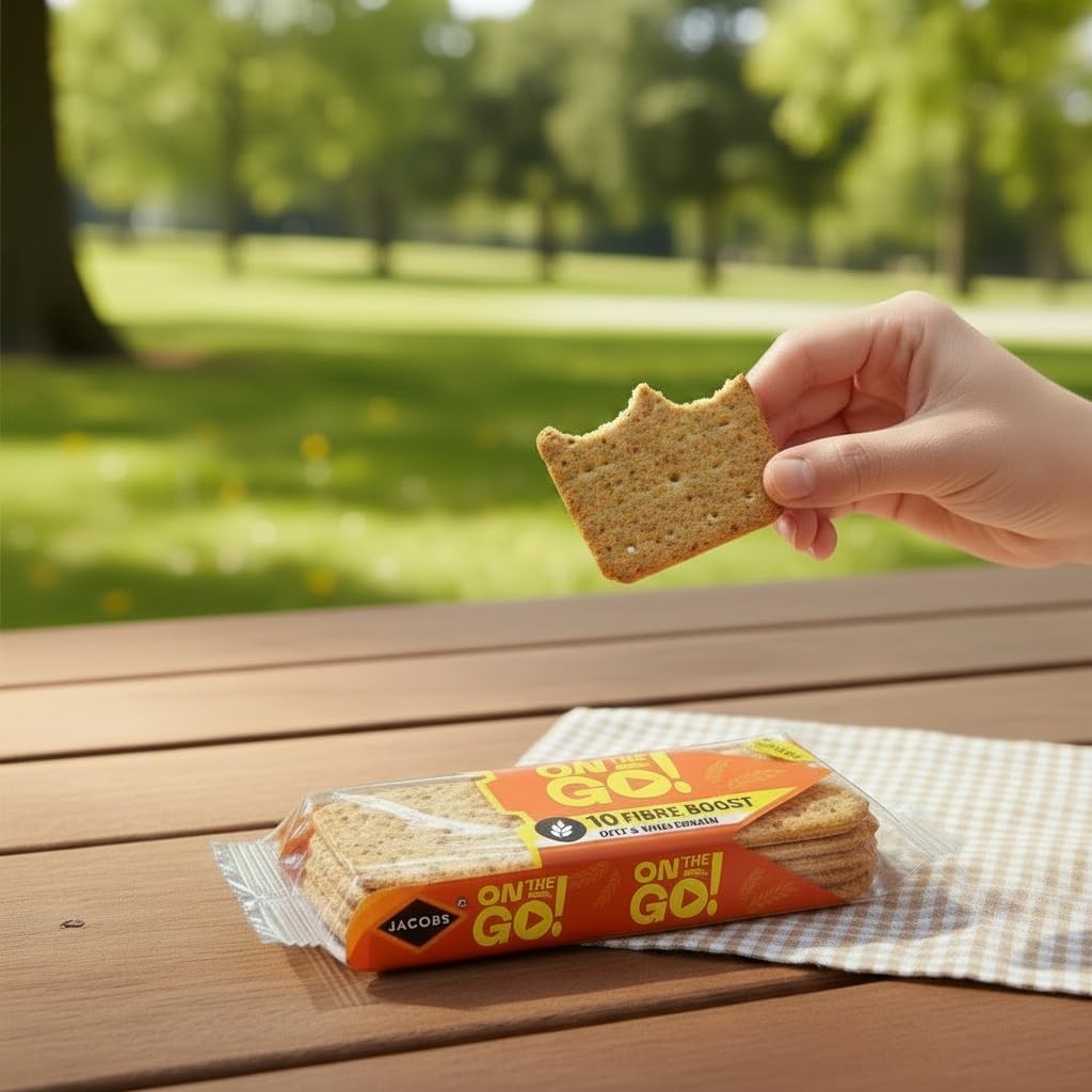 Jacob's On The Go Fibre Boost Oats and Wholegrain Crackers, 5 x 46g