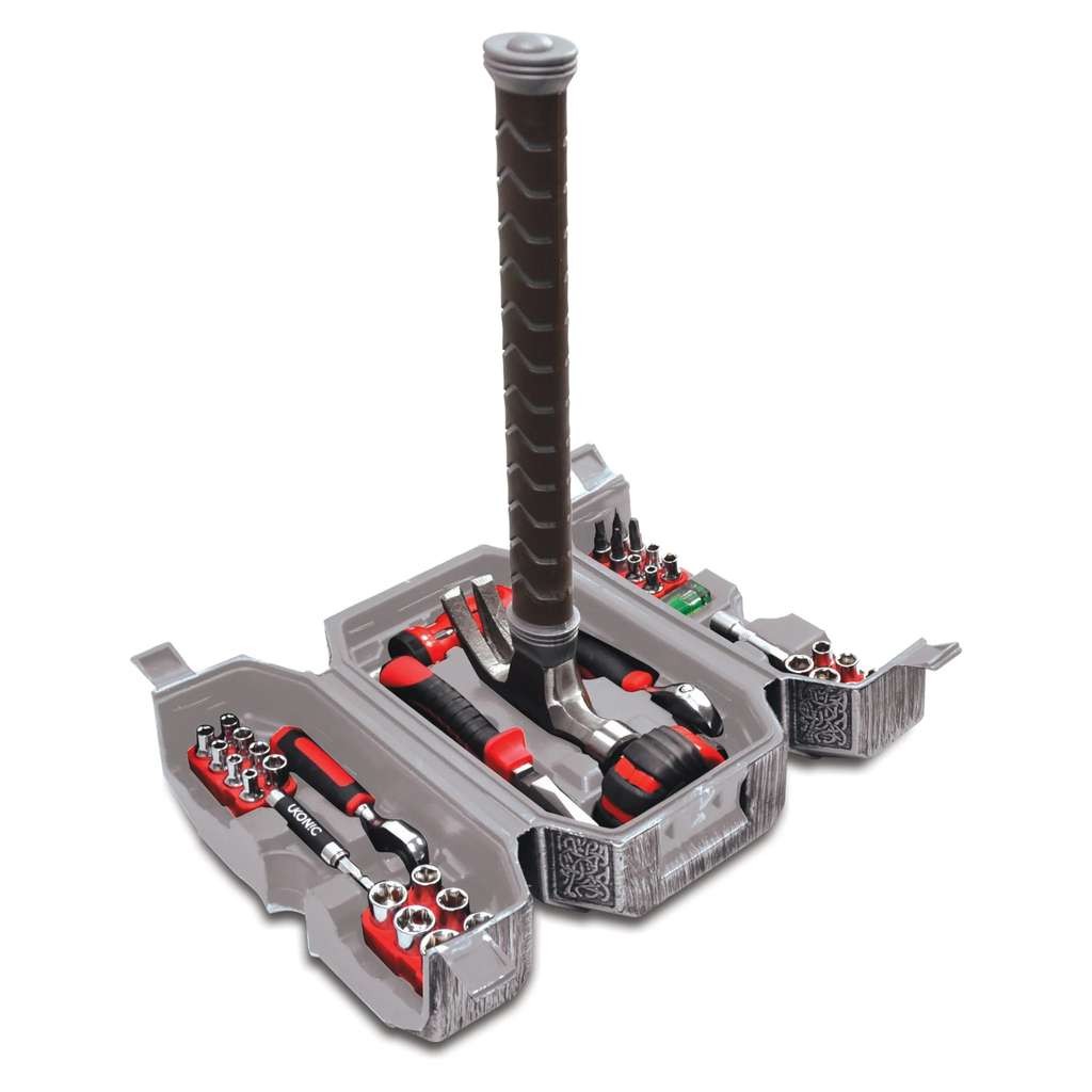 Ukonic Marvel Mjolnir Hammer 44 Piece Tool Set Mighty Thor Toolkit