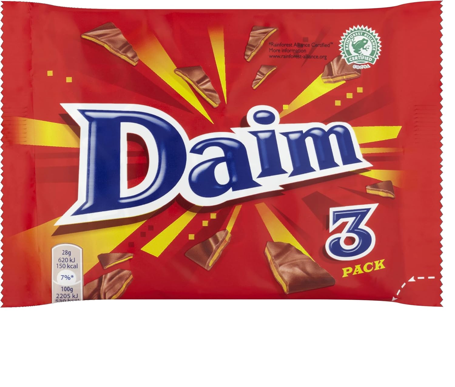 Daim Chocolate Bar Multipack, Crunchy Almond Caramel Covered in Milk Chocolate, Gifting Treat, Multipack 84 g (3 x 28 g)