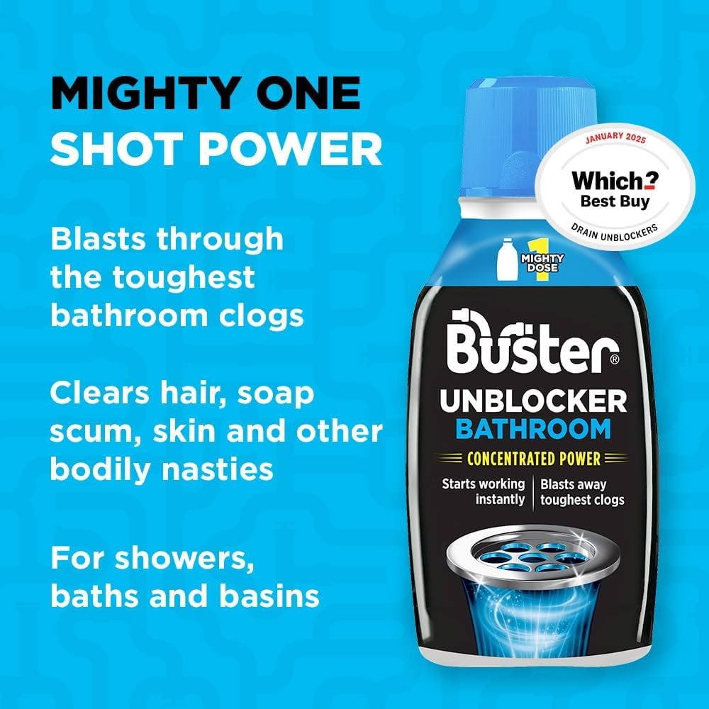 Buster Bathroom Drain Unblocker, Pack of 2 x 300ml