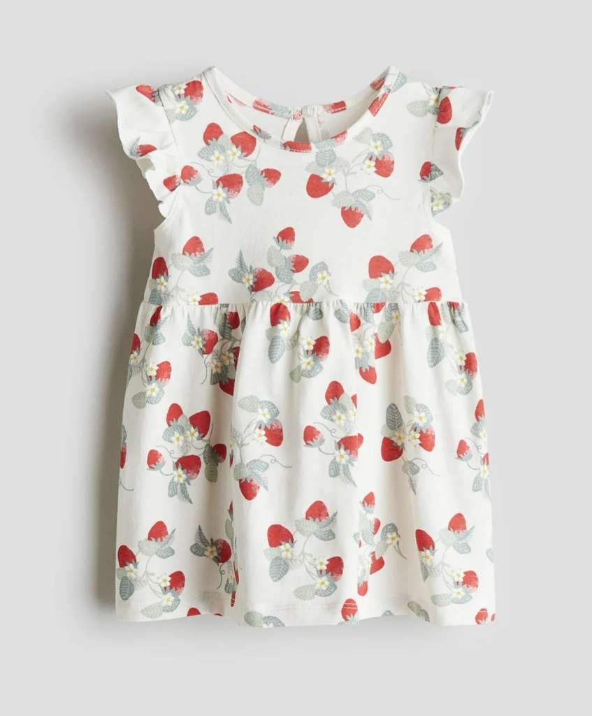 Girls dresses for £1, e.g. Printed cotton dress White / Strawberry