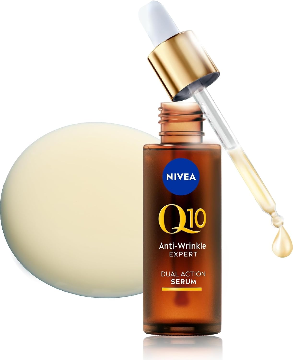 NIVEA Q10 Anti-Wrinkle Expert Dual Action Face Serum (30ml), Anti Ageing Face Serum for Women with Pure Q10, Moisturiser to Visibly Reduce and Prevent Wrinkles