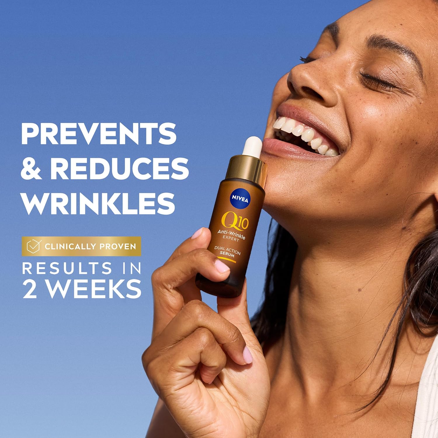 NIVEA Q10 Anti-Wrinkle Expert Dual Action Face Serum (30ml), Anti Ageing Face Serum for Women with Pure Q10, Moisturiser to Visibly Reduce and Prevent Wrinkles