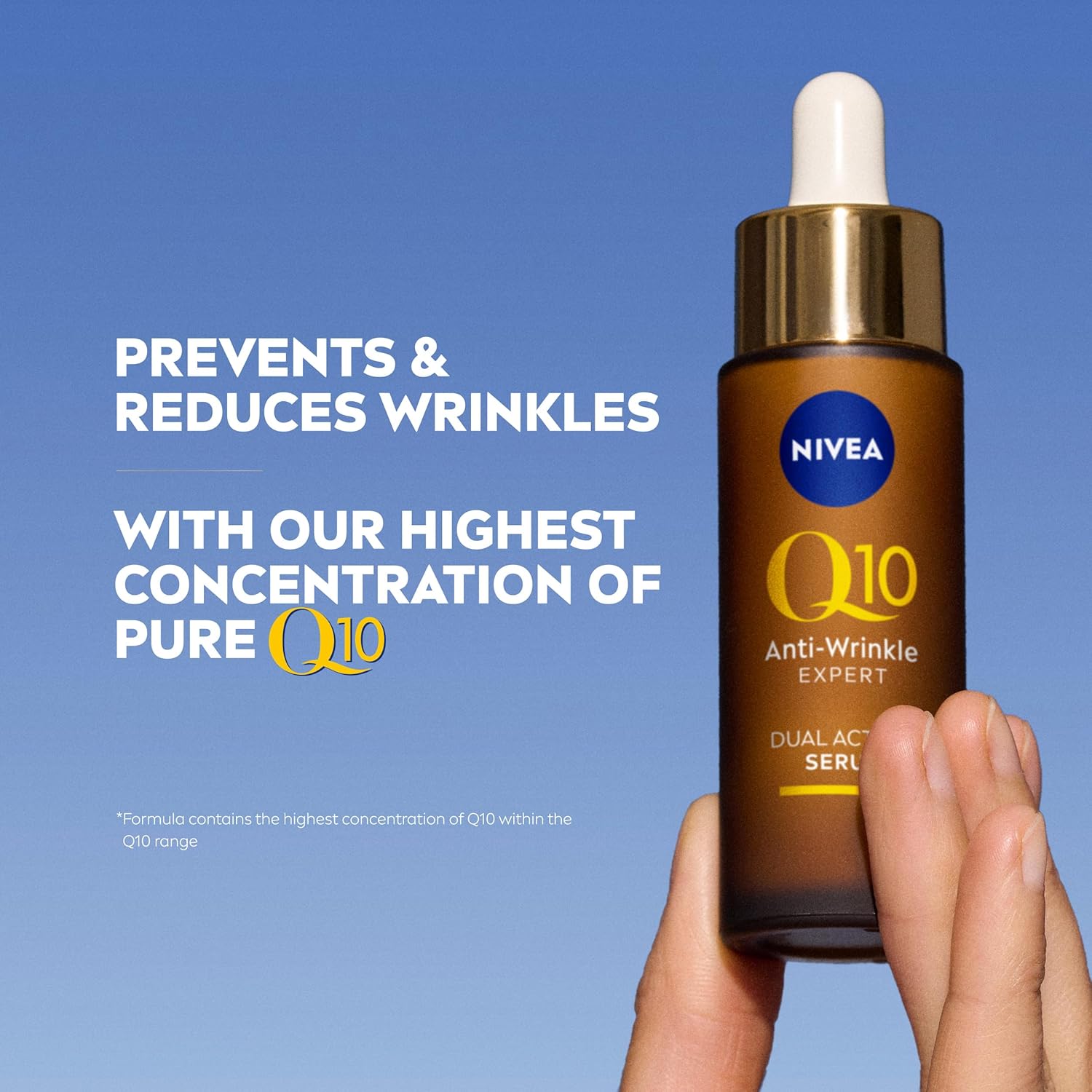 NIVEA Q10 Anti-Wrinkle Expert Dual Action Face Serum (30ml), Anti Ageing Face Serum for Women with Pure Q10, Moisturiser to Visibly Reduce and Prevent Wrinkles
