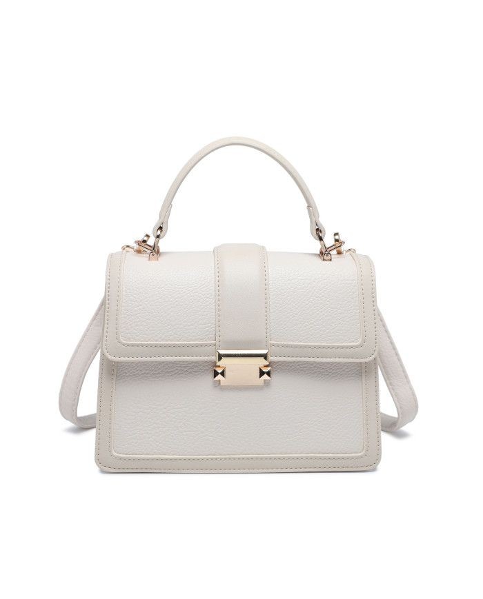 Beige JFY Flap Top Handle Metal Push Lock Grab Bag, Debenhams